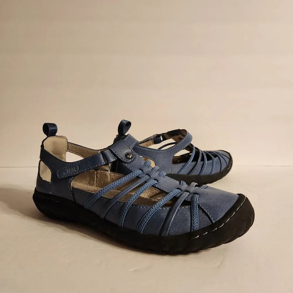 JBU by Jambu Peace Womens 7.5M Mary Jane Flat Blue Denim Faux Leather Closed Toe